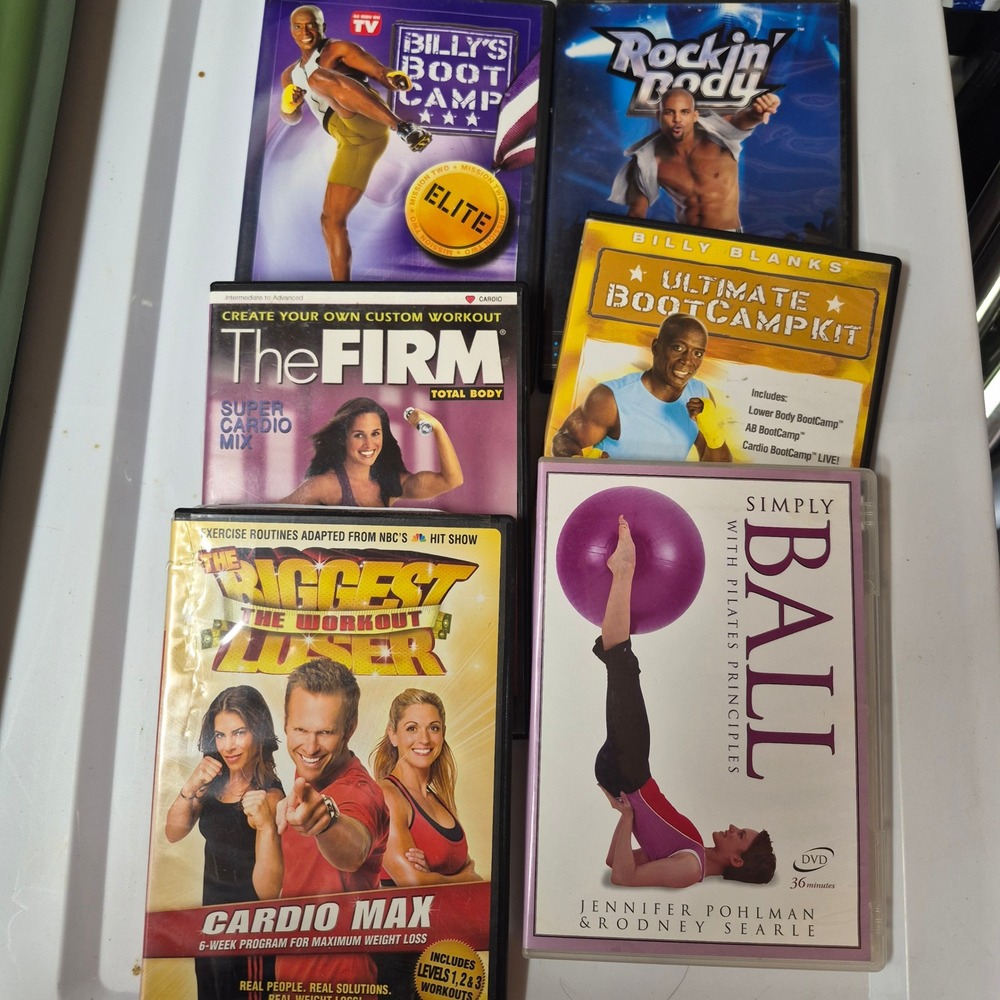 Workout DVD Lot Billy Blanks Shaun T Rockin Body Biggest Loser The FIRM 6 Discs